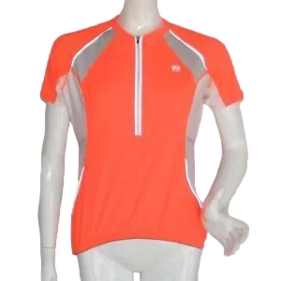 NISHIKI Cycling Jersey M Neon Orange, 1/2 Zip, SS, Reflective - Picture 2 of 9